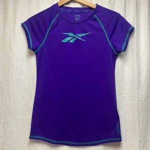 Girls Reebok Activewear Active Athletic Purple & Teal Shirt Tee Top